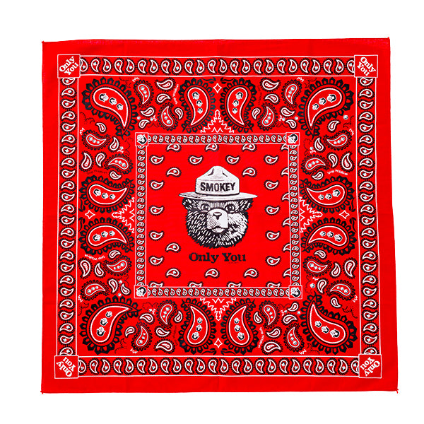 プリンティッドイメージ ネイチャープリントバンダナ SMOKEY PAISLEY RED